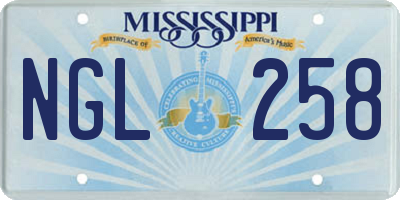 MS license plate NGL258