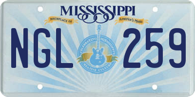 MS license plate NGL259