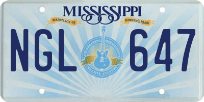 MS license plate NGL647
