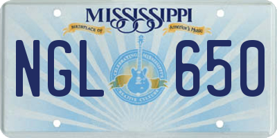 MS license plate NGL650