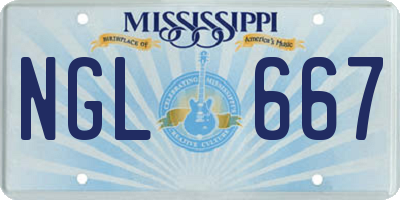 MS license plate NGL667