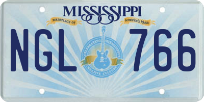 MS license plate NGL766