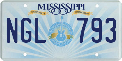 MS license plate NGL793