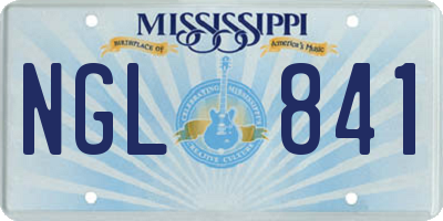 MS license plate NGL841