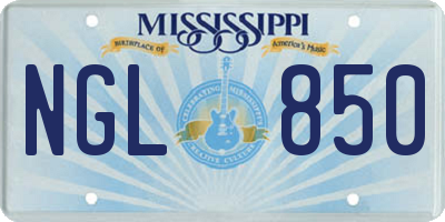 MS license plate NGL850