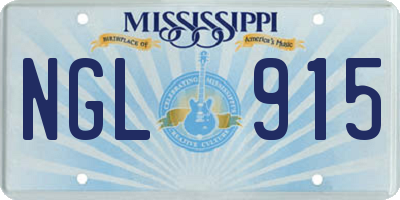 MS license plate NGL915