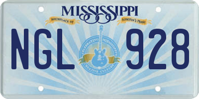 MS license plate NGL928