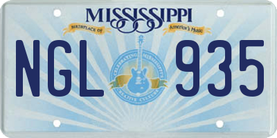 MS license plate NGL935