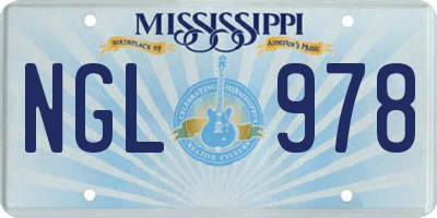 MS license plate NGL978