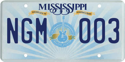 MS license plate NGM003
