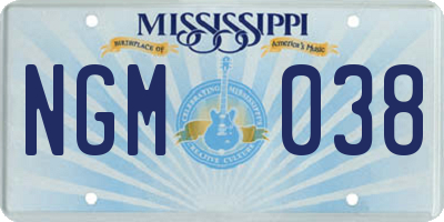 MS license plate NGM038