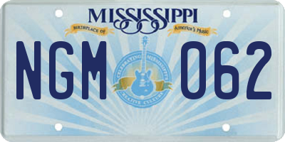 MS license plate NGM062