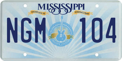 MS license plate NGM104