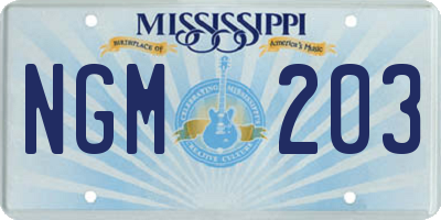 MS license plate NGM203
