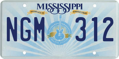 MS license plate NGM312