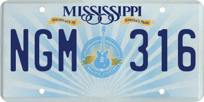 MS license plate NGM316