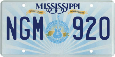 MS license plate NGM920