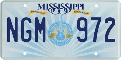 MS license plate NGM972