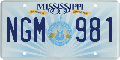 MS license plate NGM981