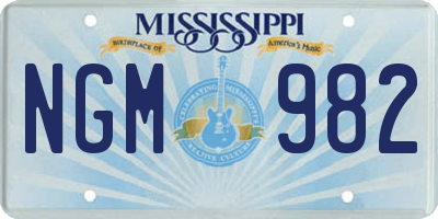 MS license plate NGM982