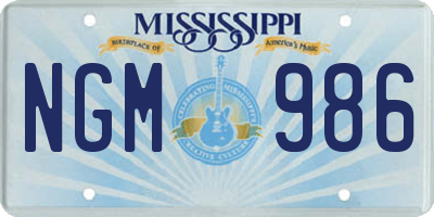 MS license plate NGM986