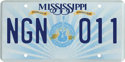 MS license plate NGN011