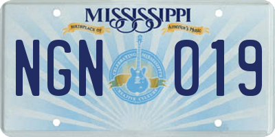 MS license plate NGN019