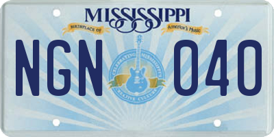 MS license plate NGN040