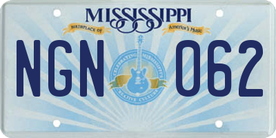 MS license plate NGN062
