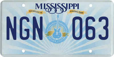MS license plate NGN063
