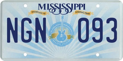 MS license plate NGN093