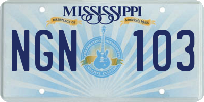 MS license plate NGN103