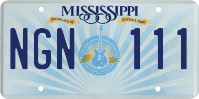 MS license plate NGN111