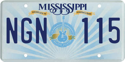 MS license plate NGN115
