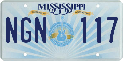 MS license plate NGN117
