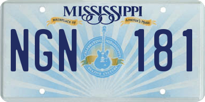 MS license plate NGN181