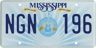 MS license plate NGN196