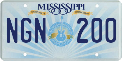 MS license plate NGN200
