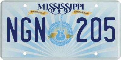 MS license plate NGN205