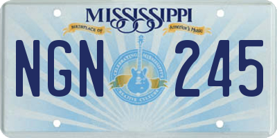 MS license plate NGN245