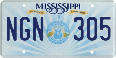 MS license plate NGN305