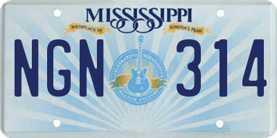 MS license plate NGN314