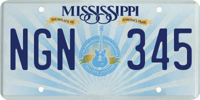MS license plate NGN345
