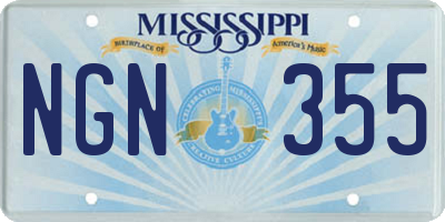 MS license plate NGN355