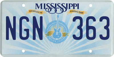 MS license plate NGN363