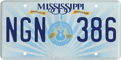 MS license plate NGN386