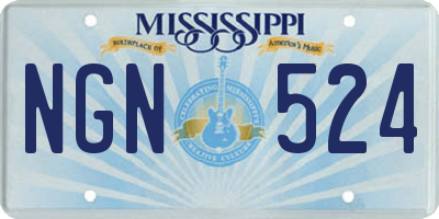 MS license plate NGN524