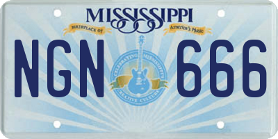 MS license plate NGN666