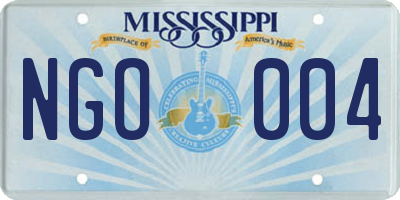 MS license plate NGO004
