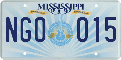MS license plate NGO015